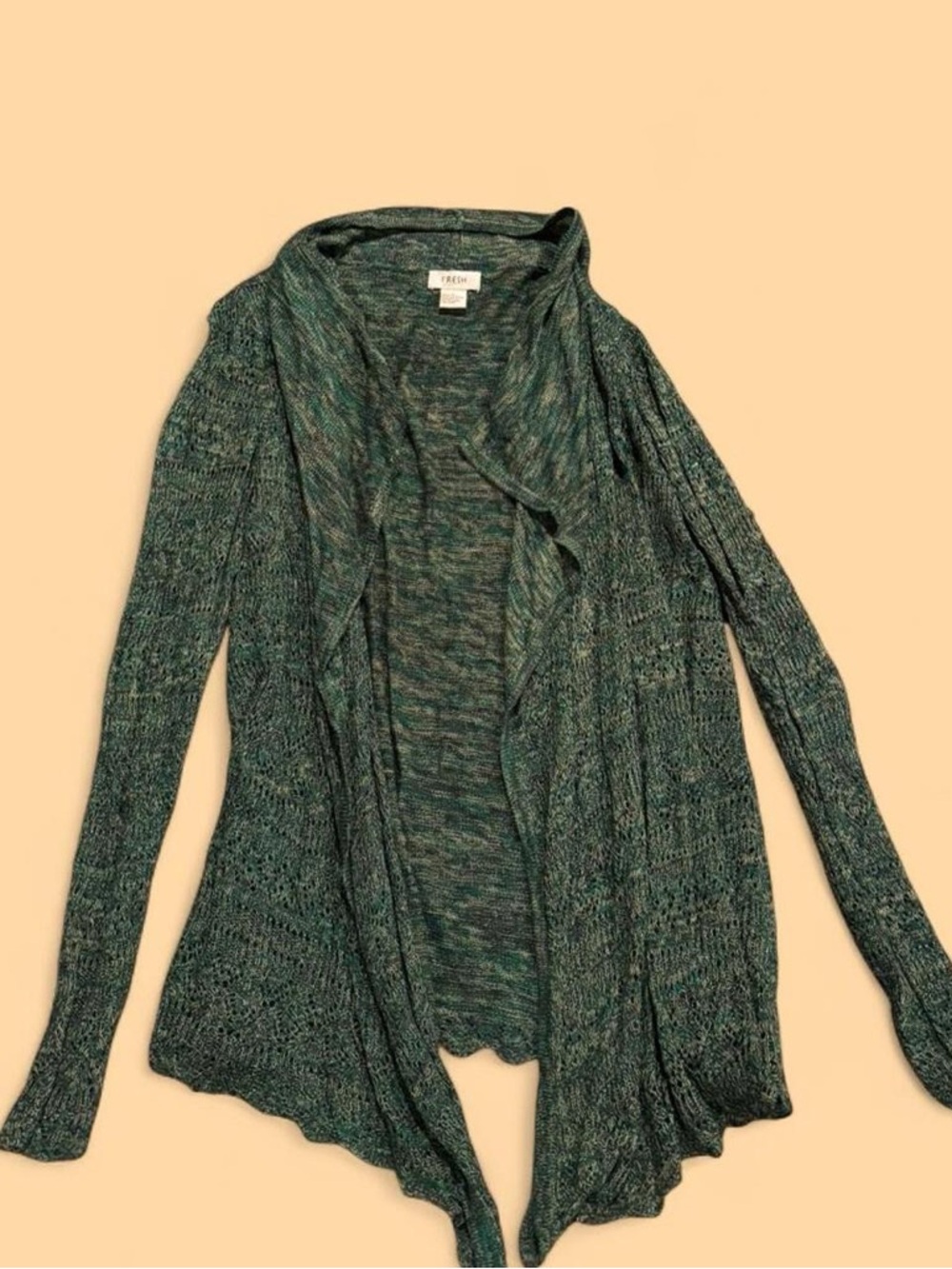 fresh Teal-Green Open-Front Knit Cardigan